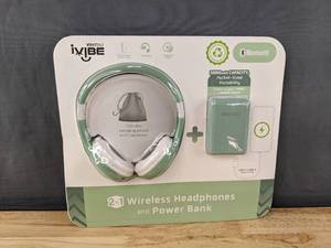 lot 23J image: Brand New Vivitar iVibe 2-in-1 Headphone and Power Bank Kit- Green X