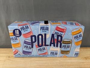 lot 47J image: Brand New Case of 18 Polar Seltzer Drinks 12oz Cans Variety Pack Ginger Apple Strawberry Vanilla $25 Retail N