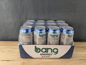lot 50J image: Brand New Case of 12 Bang Energy Blue Razz 16oz Cans N