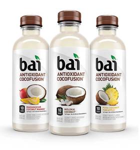 lot 98J image: New Case of 12 Bai Coconut Flavored Water Cocofusions Variety Pack - 4 Molokai Coconut, 4 Madagascar Coconut Mango and 4 Puna Coconut Pineapple (Assorted Flavors) 18 Fl. Oz - $34.00 Retail N