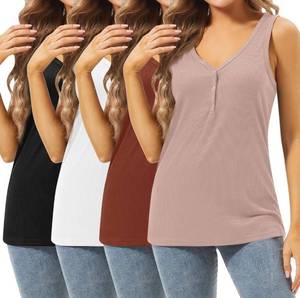 lot 57G image: Brand New Set of 4 Cutecrop Womens V Neck Tank Tops in Size Small B