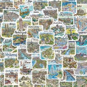 lot 105A image: 50 Travel Map Art Stickers New York Germany N