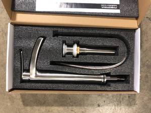 Phiestina Brushed Nickel, Single Hole Waterfall Bathroom Faucet, Modern Tall Vessel Faucet with Pop Up Drain and Water Supply Line  Customer Returns See Pictures