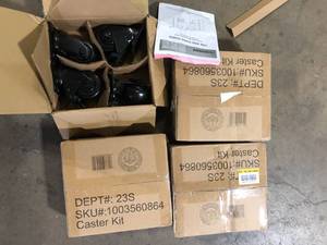 Lot of Husky 4 in. Caster Kit for Heavy Duty Welded Steel Garage Base Cabinets  Customer Returns See Pictures