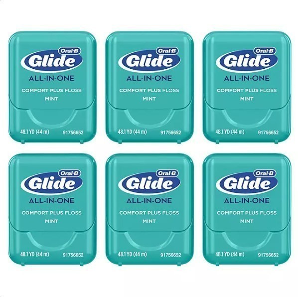 lot 719 image: NEW 6 Pack of Oral-B Glide All-In-One Comfort Plus Floss - Brilliance Blast Mint