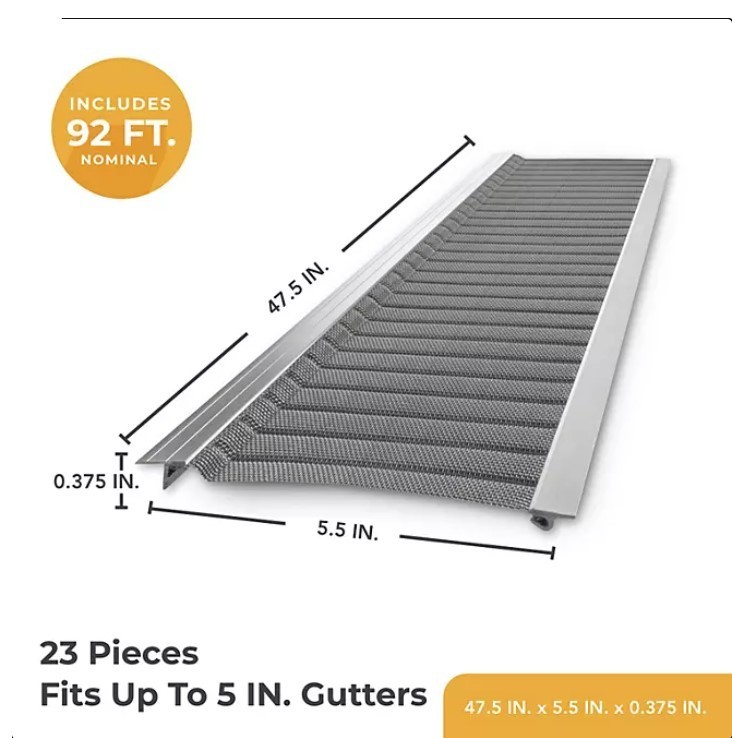 lot 93 image: NEW Total Gutter Guard Stainless Steel Micro-Mesh Gutter Guard Kit, 5 and Smaller