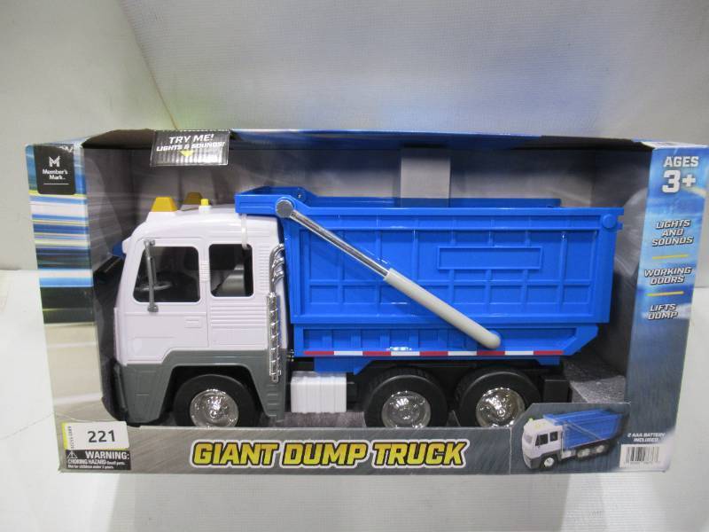 lot 221 image: NEW Member Mark Giant Dump Truck with Light and Sounds.
