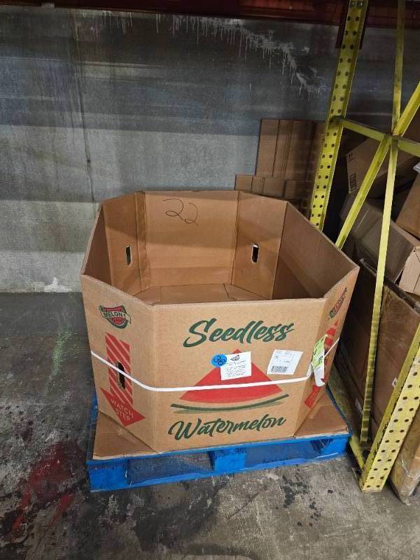 lot 101 image: Pallet of Over 20 Heavy Duty Used Cardboard Gaylord Boxes in Excellent Condition.