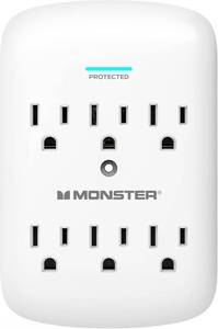 lot 701 image: Monster Wall Tap Plug 6-Outlet Extender with Outlet Surge Protector  300J - WHITE