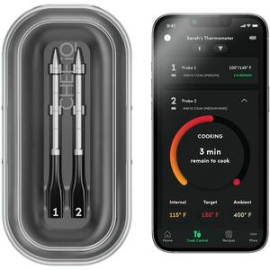 lot 422 image: CHEF iQ Sense Smart Wireless Meat Thermometer with 2 Ultra-Thin Probes, Unlimited Range Bluetooth Meat Thermometer, Digital Food Thermometer for Remote Monitoring of BBQ Grill, Oven