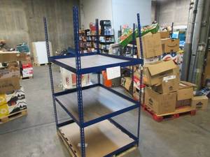 lot 111 image: Adjustable Blue Metal Frame Built to Fit Onto Pallets - Perfect for Projects
