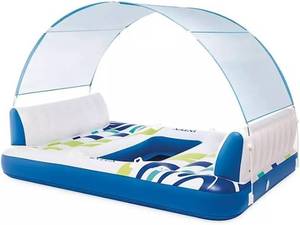 lot 135 image: NEW Intex 57252S Sea Breeze Inflatable Floating Island with Canopy 93in x 71in x 63in