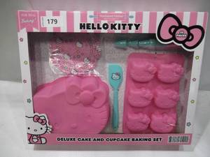 lot 179 image: NEW Hello Kitty Deluxe Cake and Cupcake Baking Set Silicone Molds (23 pieces)