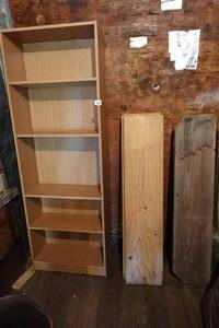 lot 30 image: Bookshelf and Assorted Wood Planks