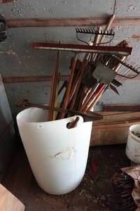 lot 42 image: Assorted Rakes and Shovels