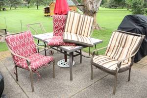 lot 21 image: Patio Furniture Chair Cushions Two-Sets of Two