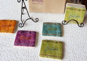 lot 42 image: (2) NEW Coaster Set wEasel By Inspirada Dreams...