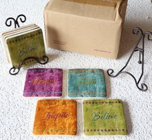 lot 43 image: (2) NEW Coaster Set wEasel By Inspirada Dreams...