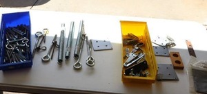lot 72 image: Miscellaneous Hinges, Metal Plates, Screws, Pins, Springs Etc
