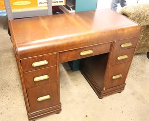 lot 16 image: Office Desk With Seven Drawers With Hardware Pulls
