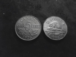 1926 & 1953 Canada Nickels