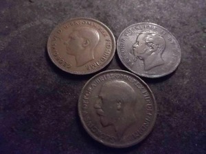 2-Half Penny Coins 1914, 1941 & 5 Centicimi 5 Cent Nickel From Italy 1861