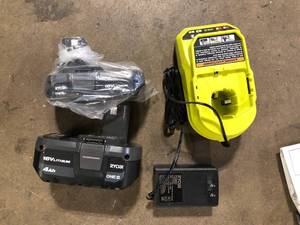 RYOBI ONE 18V Lithium-Ion Starter Kit with 2.0 Ah Battery, 4.0 Ah Battery, and Charger Customer Returns See Pictures
