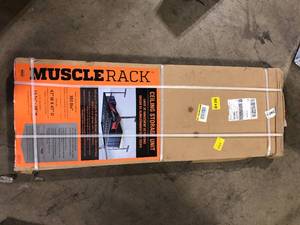 Muscle Rack Silver Vein Heavy-Duty Steel Overhead Garage Storage Ceiling Rack with Wire Deck 47 in. W x 28 in. H x 47 in.   Customer Returns See Pictures