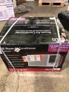 LG 12,200 BTU 230208V Window Air Conditioner Cools 570 Sq. Ft. with Heater and Wi-Fi Enabled in White  Customer Returns See Pictures
