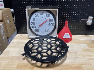 Funnel, Plant Stand, Thermometer