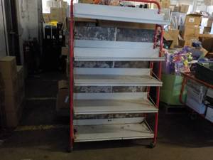 lot 199 image: Metal Display Rack - 5 shelves on w...