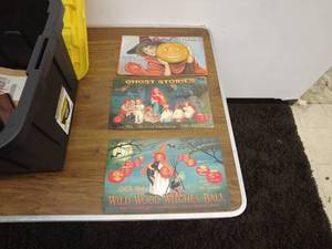 lot 61 image: Assorted Halloween and Vintage Home Decor Items in Storage Bin