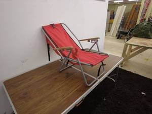 lot 204 image: Red Folding Camping Chair with Cup Holder