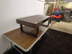 lot 219 image: Vintage Wooden Coffee Table with Slide-Out Trays