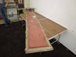 lot 227 image: Vintage Wooden Sled with Red Cushion