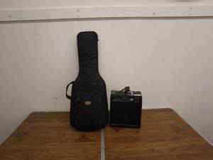 lot 90 image: Rockwood by Hohner Electric Guitar with Rogue RB-208 Amp and Soft Case
