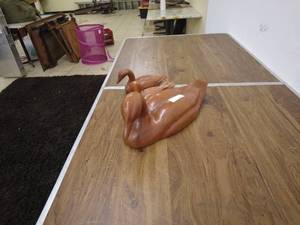 lot 28 image: Original Design Wood Duck Sculptures in Wild Cherry