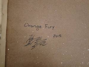 lot 255 image: Pair of Space-Themed Original Paintings - Orange Fury and Green Peace