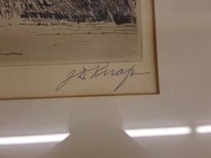 lot 268 image: J.D. Knap Signed Original Etching Red Heads, c. 1930s