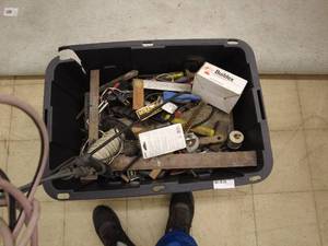 lot 301 image: Large Bin of Assorted Hand Tools and Hardware