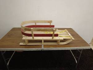 lot 66 image: L.L. Bean Wooden Sled with Pull Rope