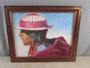 lot 98 image: (D-1) Framed Canvas Painting 21 18...