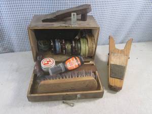 lot 120 image: (A-1) Vintage Shoe Shine Chest and ...
