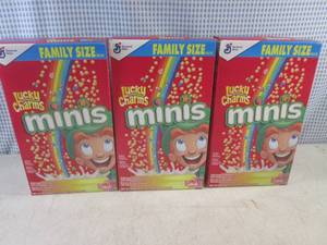 lot 214 image: (C-1) 3 Family Size Boxes Lucky Cha...
