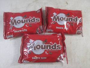 lot 224 image: (B-3) 3 Bags of Snack Size Mounds C...