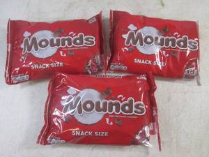 lot 225 image: (B-3) 3 Bags of Snack Size Mounds C...