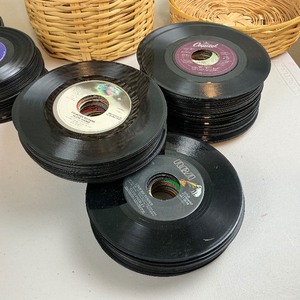 lot 112 image: Basket Full of 45 Vinyl Records