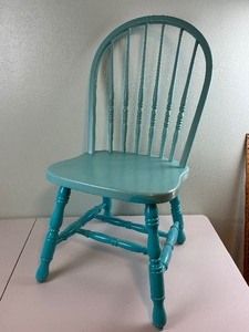 lot 132 image: Teal Blue Wood Chair