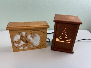 lot 35 image: Two Wood Shadow Box Lamps