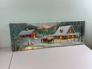 lot 210 image: Holiday Christmas Farm Scene Painting Picture